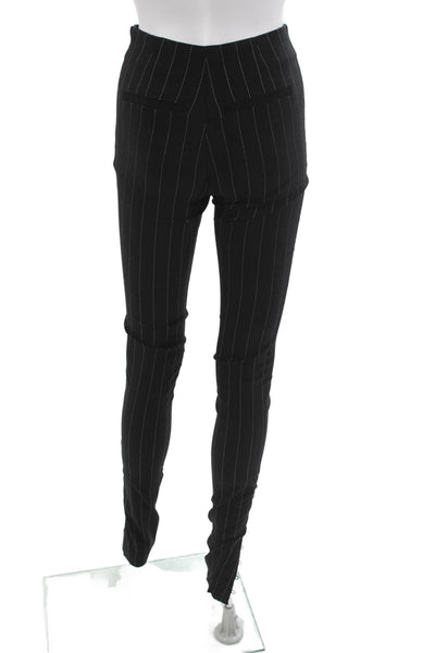 Zara Womens Dress Pants Black Striped Poly Blend Button Inseam 34 Size XS
