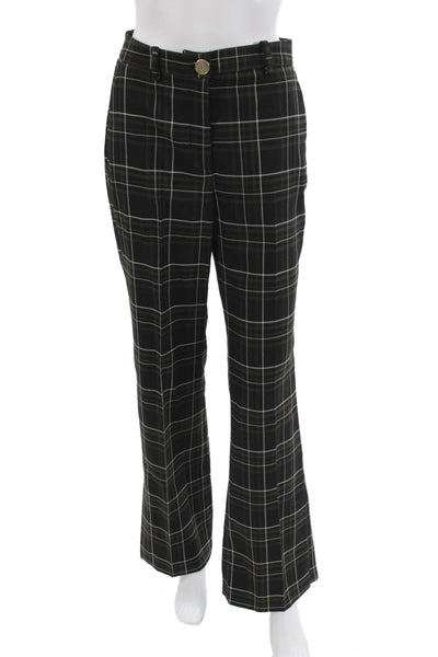 Zara Womens Dress Pants Black Plaid Button Polyester Blend Size S