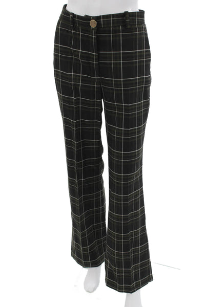 Zara Womens Dress Pants Black Plaid Button Polyester Blend Size S