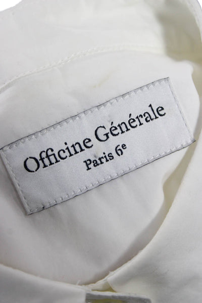 OFFICINE GENERALE Women White Cotton Short Sleeve Button Blouse Size XS