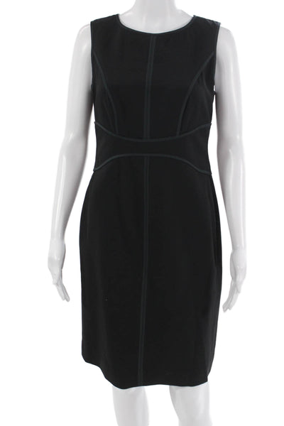 Carlisle Womens Sheath Dress Black Sleeveless Round Neck Knee Length Size 4