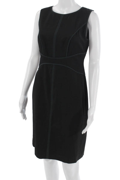 Carlisle Womens Sheath Dress Black Sleeveless Round Neck Knee Length Size 4