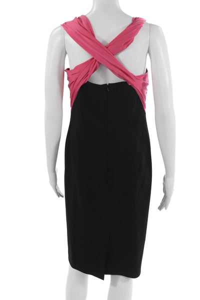 Paule Ka Womens Black Sheath Dress Sleeveless Tie Waist Size 38