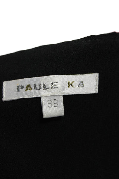 Paule Ka Womens Black Sheath Dress Sleeveless Tie Waist Size 38