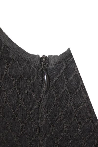 Antonino Valenti Women Fit & Flare Dress Black Argyle Knee-Length Size 44