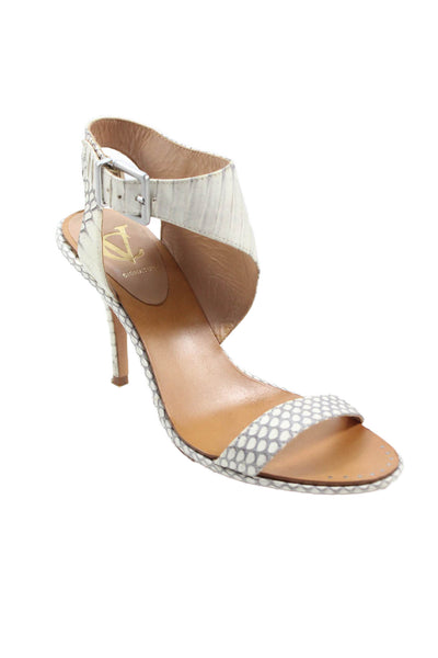 VC Signature Womens Snakeskin Print Slingbacks Heels White Grey Size 7.5 Medium