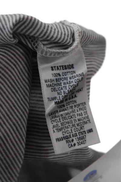 Stateside Women Basic Gray Striped Cotton Button-Up Long Sleeve Size XS
