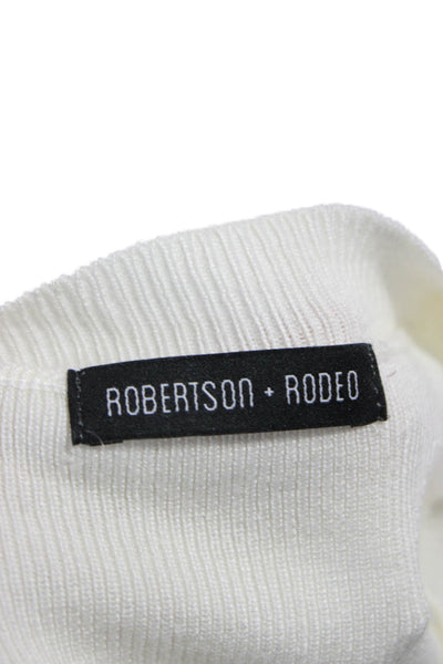 Robertson + Rodeo Women White Cotton Crew Neck Short Sleeve Blouse Size M