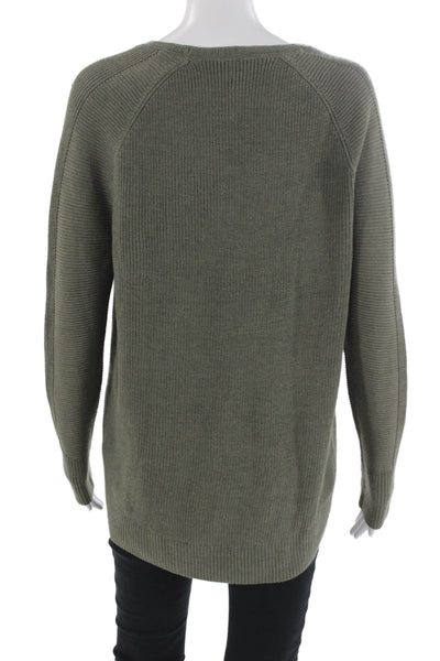 Athleta Unisex Green V-Neck Pullover Sweater Merino Wool Long Sleeve Size XS