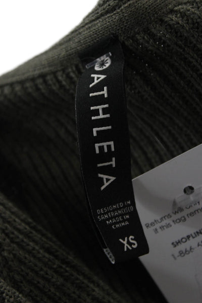 Athleta Unisex Green V-Neck Pullover Sweater Merino Wool Long Sleeve Size XS