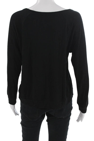 Lauren Moshi Women Black Pullover Sweatshirt Graphic Hippie Cotton Size XS