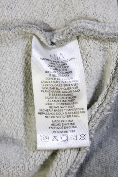 NIA Women Sweatshirt Gray Mock Neck Zip Up 100% Cotton Long Sleeve Size M