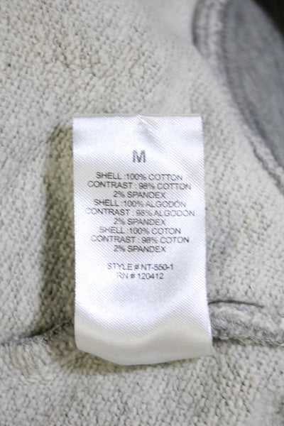 NIA Women Sweatshirt Gray Mock Neck Zip Up 100% Cotton Long Sleeve Size M