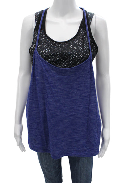 Lululemon Women Sleeveless Tank Top Blue Nylon Blend Scoop Neck Size 12