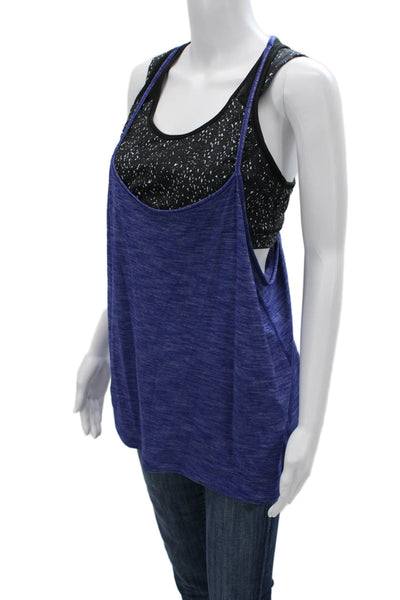 Lululemon Women Sleeveless Tank Top Blue Nylon Blend Scoop Neck Size 12