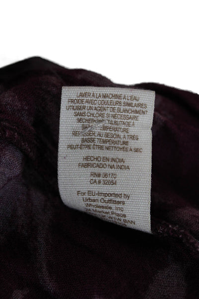 Free People Unisex Bohemian Floral Purple Rayon Drawstring Shorts Size M
