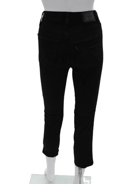 Levis Women Ankle Skinny Jeans Black High Rise Button Fly Size 24 Petites