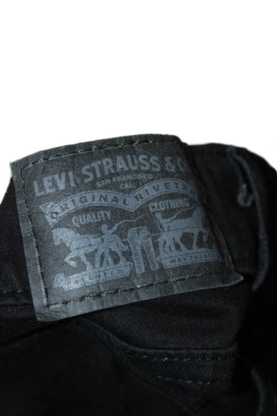Levis Women Ankle Skinny Jeans Black High Rise Button Fly Size 24 Petites