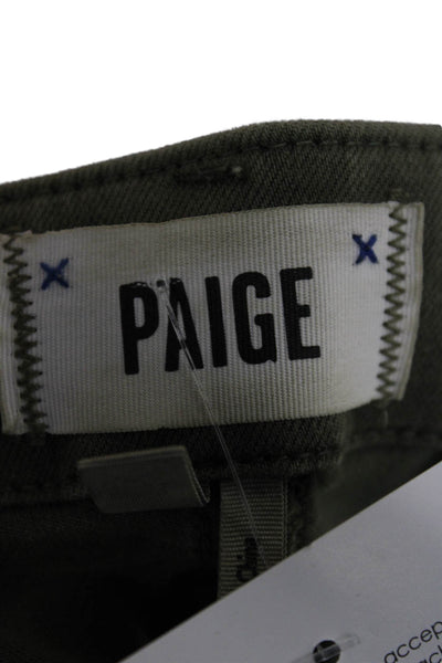 Paige Women Cropped Cargo Pants Green Mid Rise Size 24