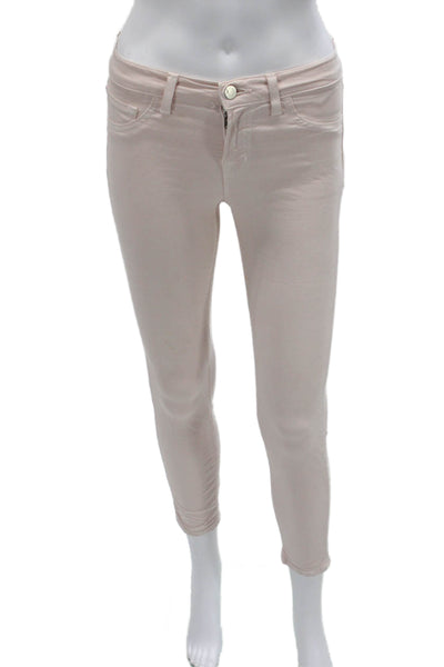 J Brand Womens Cropped Ankle Jeggings Pink Low Rise Button Size 25