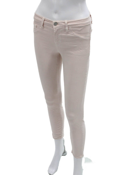 J Brand Womens Cropped Ankle Jeggings Pink Low Rise Button Size 25