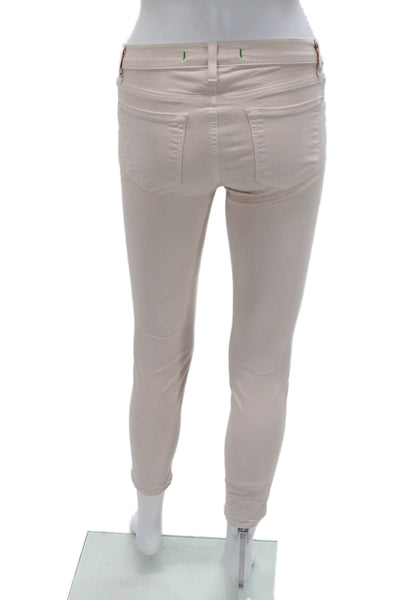 J Brand Womens Cropped Ankle Jeggings Pink Low Rise Button Size 25