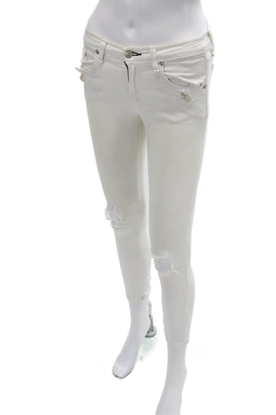 Rag & Bone Womens Skinny Ankle Jeans White Button Size 24