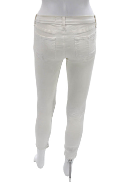 Rag & Bone Womens Skinny Ankle Jeans White Button Size 24