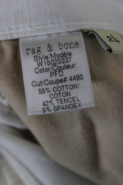 Rag & Bone Womens Skinny Ankle Jeans White Button Size 24