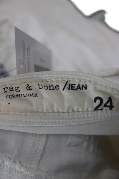 Rag & Bone Womens Skinny Ankle Jeans White Button Size 24
