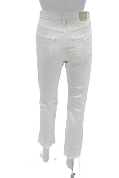 AG Adriano Goldschmied Womens Cropped Straight Jeans White High Rise Size 25