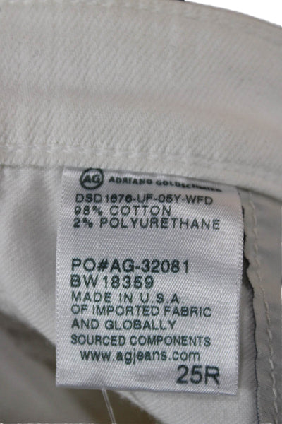 AG Adriano Goldschmied Womens Cropped Straight Jeans White High Rise Size 25