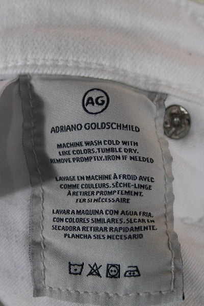 AG Adriano Goldschmied Womens Cropped Straight Jeans White High Rise Size 25