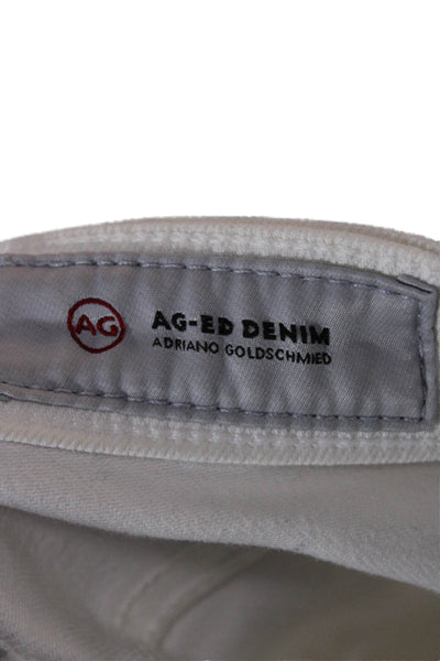 AG Adriano Goldschmied Womens Cropped Straight Jeans White High Rise Size 25