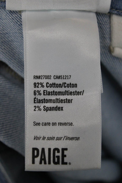 Paige Womens Cropped Capri Jeans Light Blue Button Mid Rise Size 24