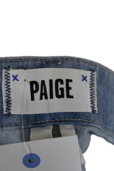 Paige Womens Cropped Capri Jeans Light Blue Button Mid Rise Size 24