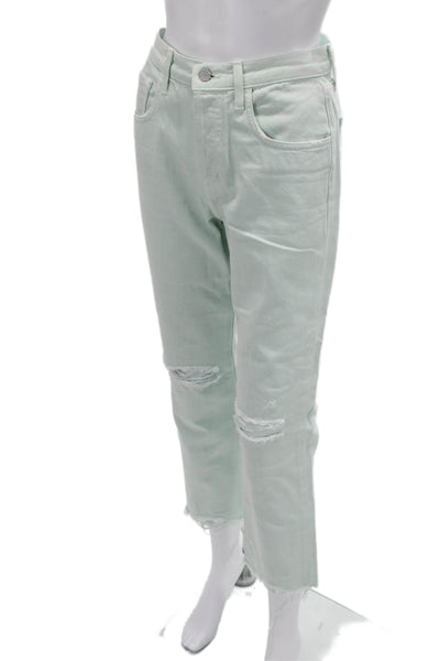 J Brand Womens Cropped Straight Jeans Light Blue High Rise Inseam 26 Size 25