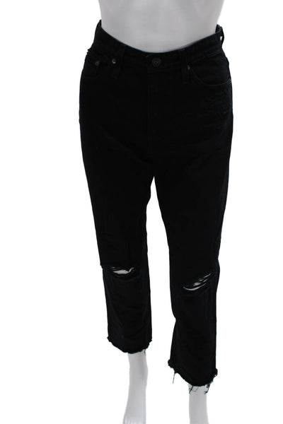 AG Adriano Goldschmied Women Boyfriend Cropped Black Jeans Petites Size 25