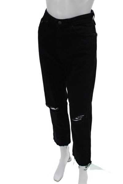 AG Adriano Goldschmied Women Boyfriend Cropped Black Jeans Petites Size 25