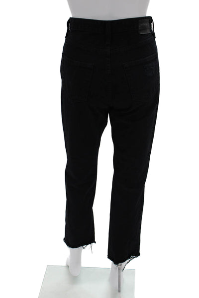AG Adriano Goldschmied Women Boyfriend Cropped Black Jeans Petites Size 25