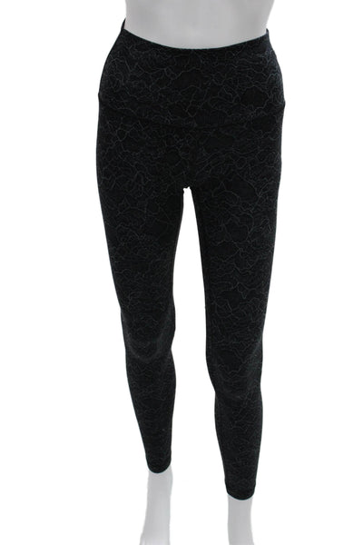Lululemon Womens Black Floral Nylon Blend Ankle Jeggings Size 4