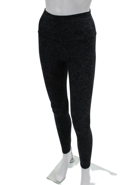 Lululemon Womens Black Floral Nylon Blend Ankle Jeggings Size 4