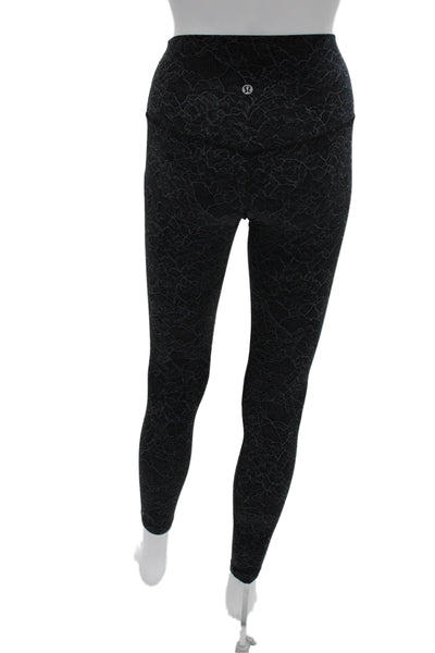 Lululemon Womens Black Floral Nylon Blend Ankle Jeggings Size 4