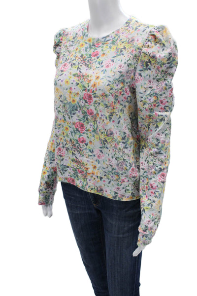 Generation Love Womens Floral Crew Neck Long Sleeve T Shirt Multi-Color Size XS