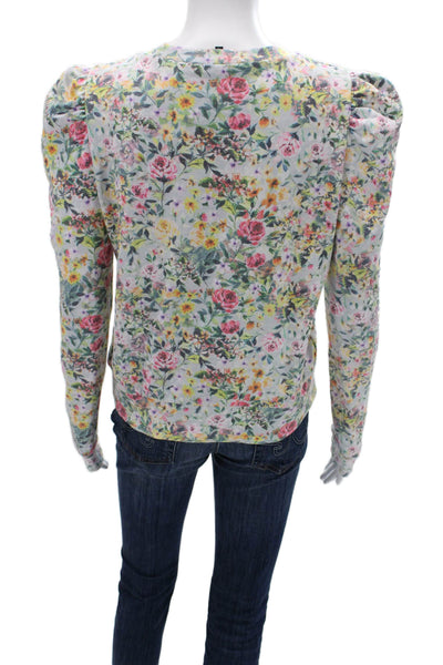 Generation Love Womens Floral Crew Neck Long Sleeve T Shirt Multi-Color Size XS