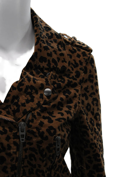 BLANKNYC Women Biker Motorcycle Jacket Brown Leopard Collared Buckle Size S