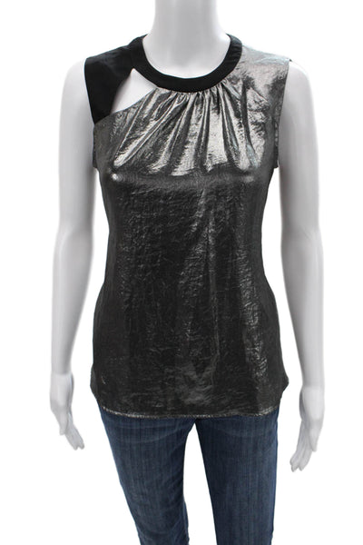 Nanette Lepore Women Sleeveless Crew Neck Silk Polyester Blouse Zip Size 6