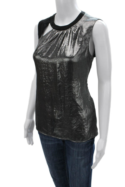 Nanette Lepore Women Sleeveless Crew Neck Silk Polyester Blouse Zip Size 6