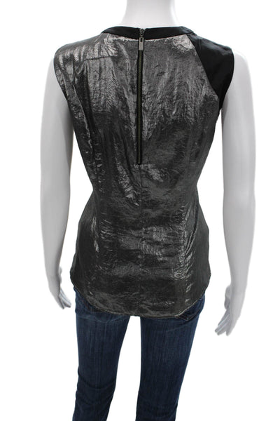 Nanette Lepore Women Sleeveless Crew Neck Silk Polyester Blouse Zip Size 6
