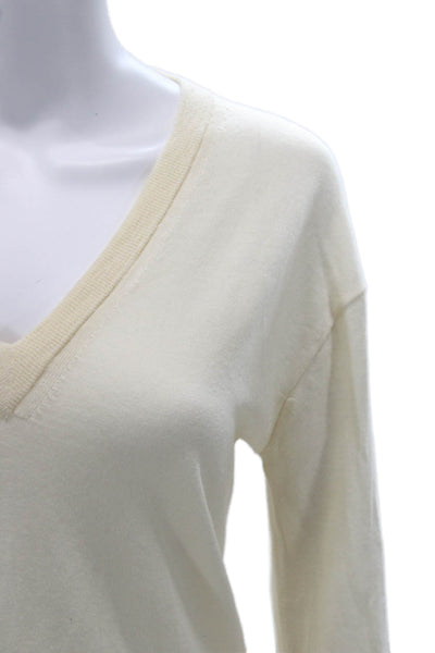 J Crew Womens Beige V-Neck Cotton Tie Detail Sweater Size S